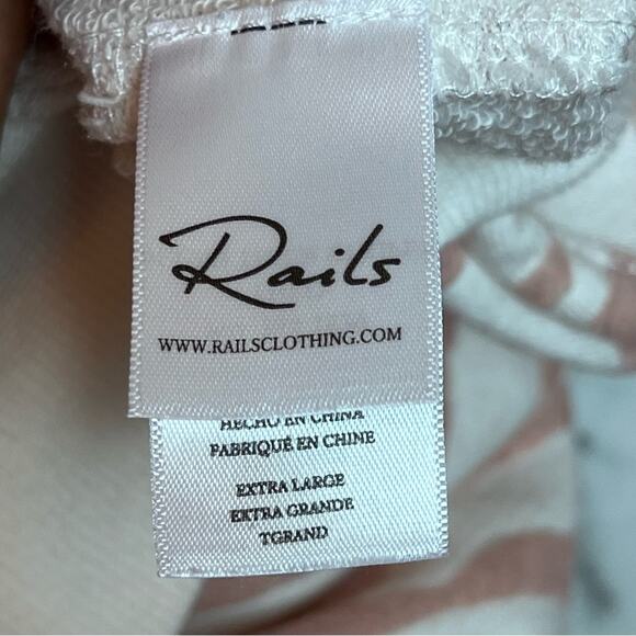 Rails Theo Flocked Sweatshirt Blush Pink Tiger Stripes XL - Picture 8 of 13